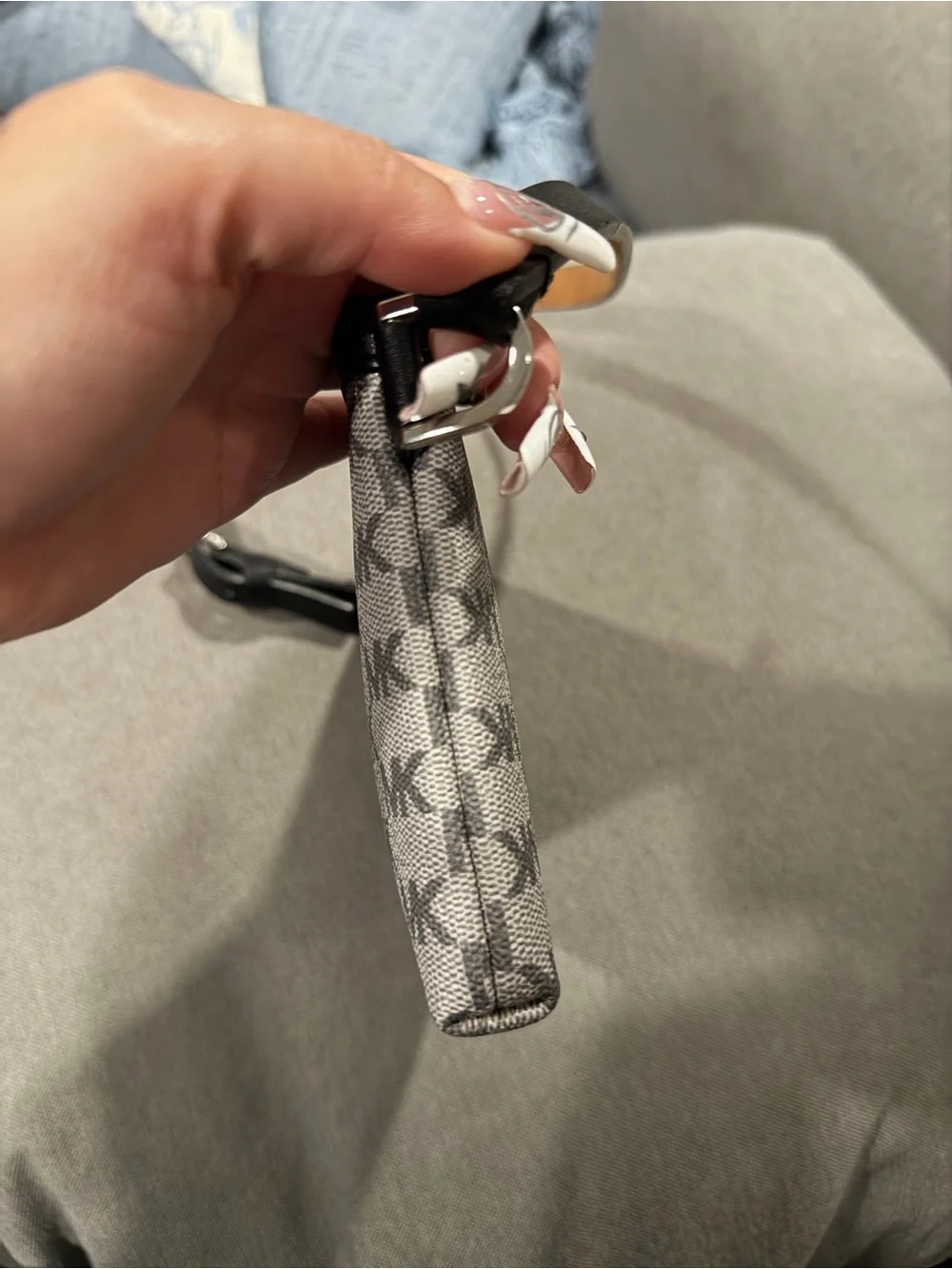 Michael Kors Gray and Black Mini Monogram Shoulder Bag